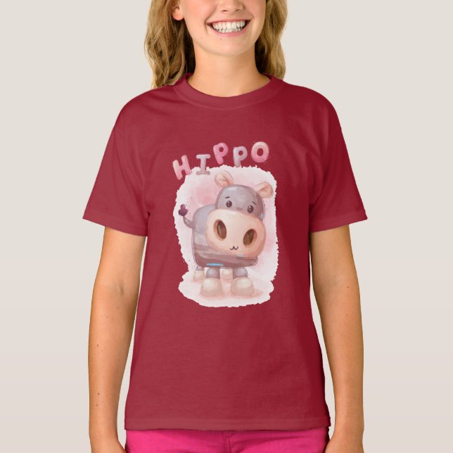 watercolor-hippo-poster-merchandising T-Shirt (Front)