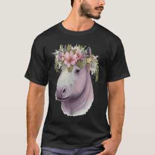 Watercolor Hippotamus Flower Crown Floral Pastel A T-Shirt