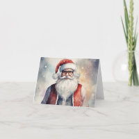 Watercolor Hipster/Millenial Santa