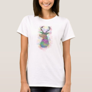 WATERCOLOR HIPSTER TRIBAL DEER PRINT T-Shirt