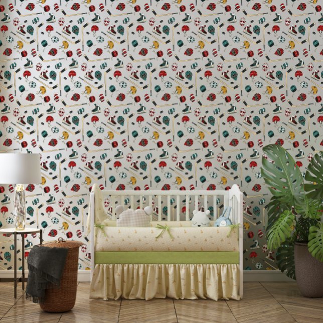 Watercolor Hockey Kids Room Wallpaper (Creator Uploaded)