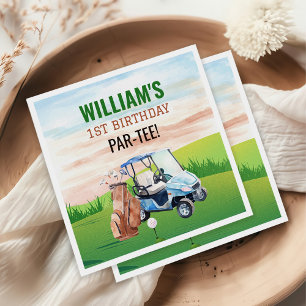 Watercolor Hole in One Golf 1st Birthday Napkin