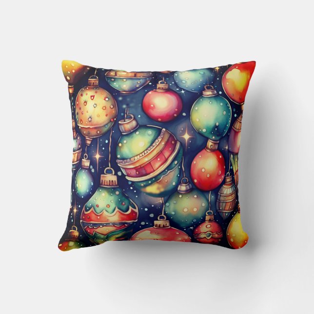Watercolor Holiday Art Christmas Decoration  Cushion (Back)
