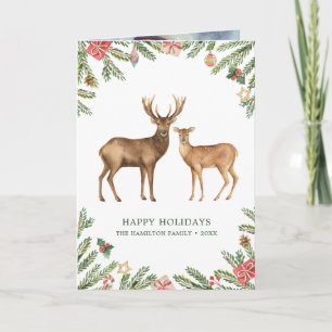 Watercolor Holiday Deer Card