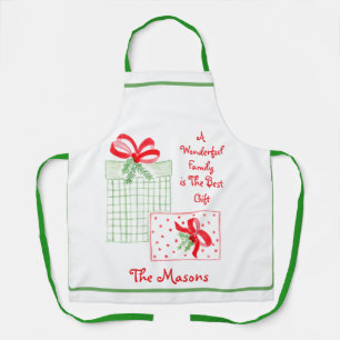 Watercolor Holiday Family is Best Gift PERSONALIZE Apron