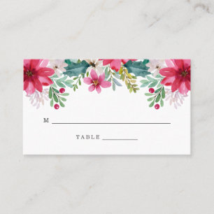 Watercolor Holiday Flowers   Wedding Place Card