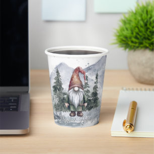 Watercolor Holiday Gnome Paper Cups