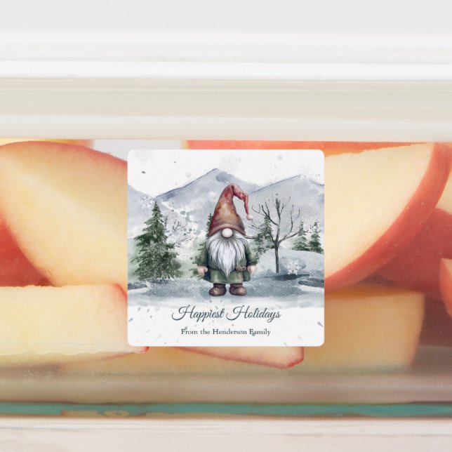 Watercolor Holiday Gnome Personalised Baking (Affixed)
