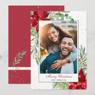 Watercolor Holiday Greenery Christmas Card