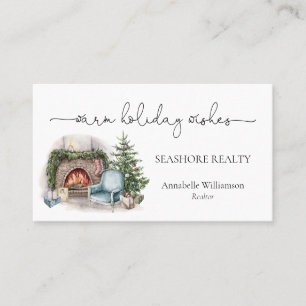 Watercolor Holiday Home Christmas Business Card