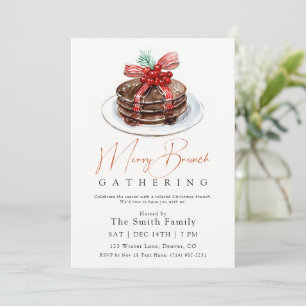 Watercolor Holiday pancake Christmas Brunch Invitation