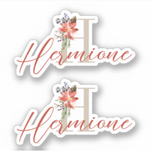 Watercolor Holiday Poinsettia Monogram and Name