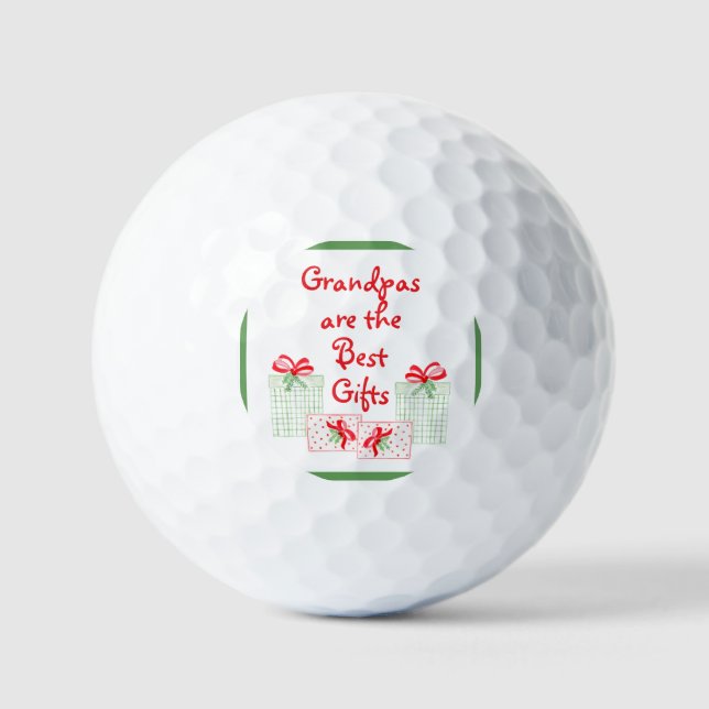 Watercolor Holiday Red Green Festive Grandpa Golf Balls (Front)