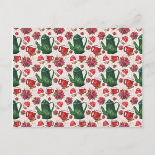 watercolor Holiday Tea Party Postcard