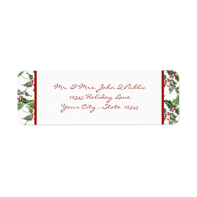 Watercolor Holly and Red Berries (Front)