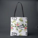Watercolor Holly and Winter Greenery Christmas Tote Bag<br><div class="desc">Celebrate the season in style with this beautiful Christmas tote bag featuring a watercolor design of holly and winter greenery. The elegant "Merry Christmas" message in brush calligraphy adds a personal touch, making this bag perfect for holiday shopping, gifting, or as a festive accessory. With its charming, nature-inspired design and...</div>