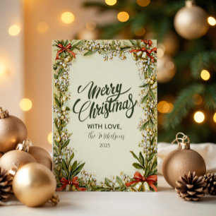 Watercolor Holly Berry Holiday Card