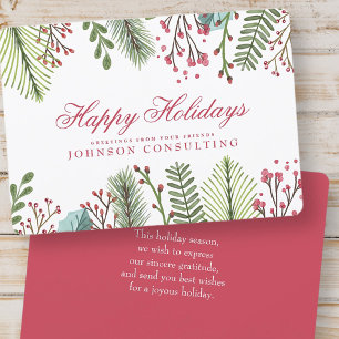 Watercolor Holly Foliage   Holiday Greetings