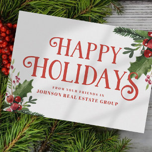 Watercolor Holly Holiday Greetings