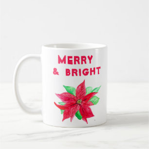 Watercolor Holly Merry and Bright Coffee Mug