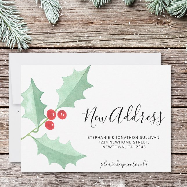 Watercolor Holly New Address Moving Announcement (Creator Uploaded)