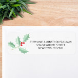 Watercolor Holly Return Address<br><div class="desc">This seasonal return address label is decorated with watercolor green holly and red berries.
Easily customisable with your name and new address. 
Because we create our own artwork you won't find this exact image from other designers.
Original Watercolor © Michele Davies.</div>