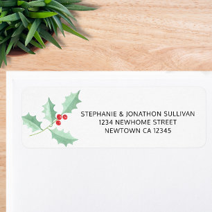 Watercolor Holly Return Address