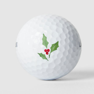 Watercolor Holly Sprig 2  Golf Balls
