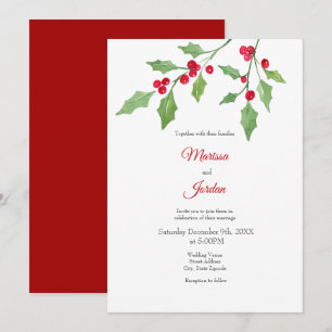 Watercolor Holly Sprig Invitation