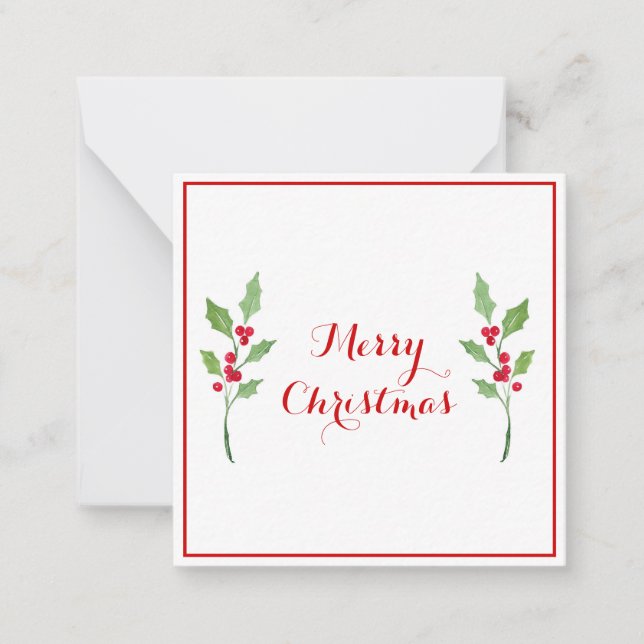 Watercolor Holly Sprigs Card (Front)