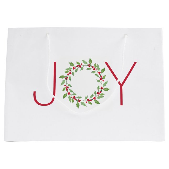 Watercolor Holly Wreath   Large Gift Bag (Front)