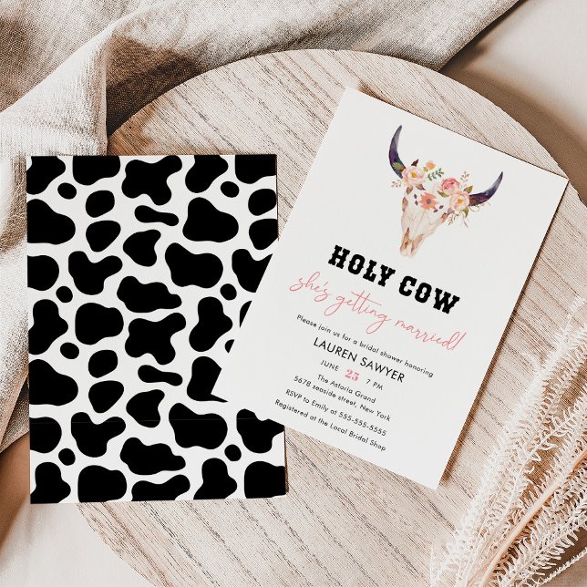 Watercolor Holy Cow Western Cowgirl Bridal Shower Invitation (Creator Uploaded)