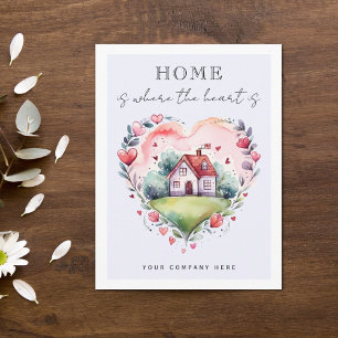 Watercolor Home Heart Real Estate Farming  Postcard