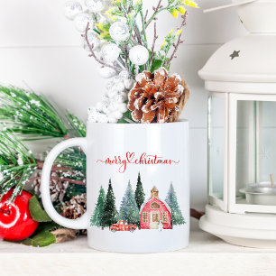 Watercolor Home Merry Christmas  Coffee Mug