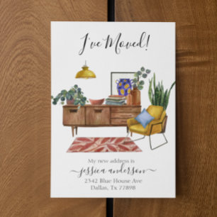 Watercolor Home Moving Announcement I've Moved Postcard