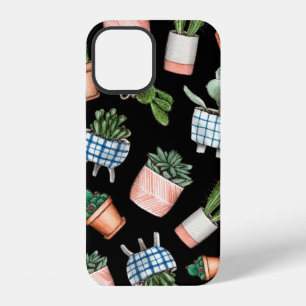 Watercolor home plants seamless pattern iPhone 12 case