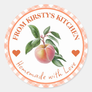 Watercolor Homemade Gingham Peach Label