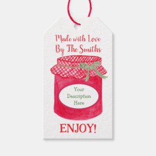 Watercolor Homemade Jam Jar MADE WITH LOVE Gift Tags
