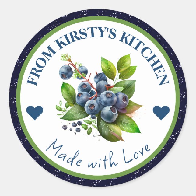 Watercolor Homemade Kitchen Blueberry Jam Classic Round Sticker (Front)