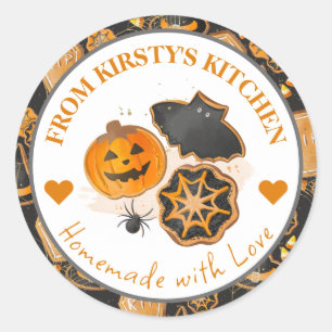 Watercolor Homemade Rustic Halloween Cookies Classic Round Sticker