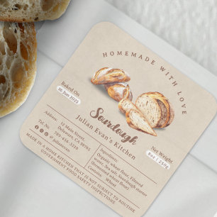 Watercolor Homemade Sourdough Cottage Law Label