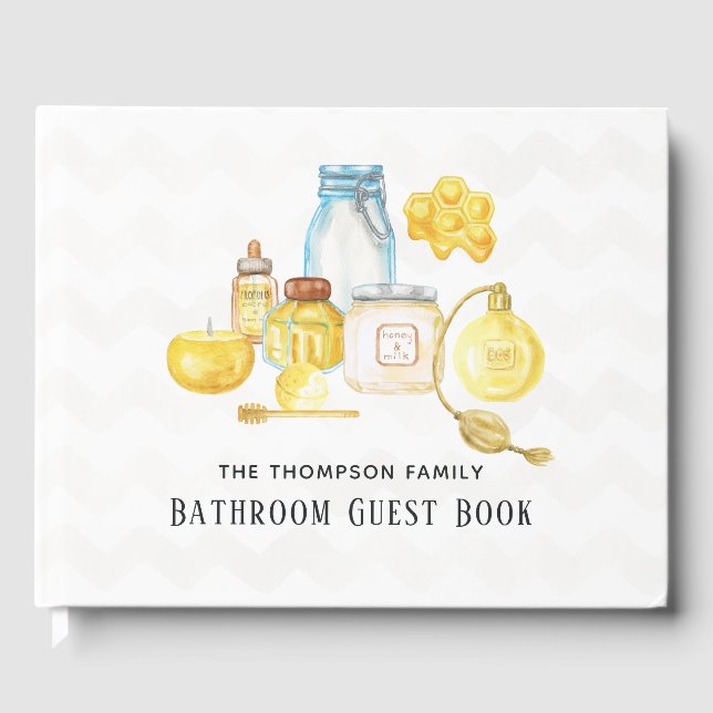 Watercolor Honey and Milk Bathroom Guest Book (Front)