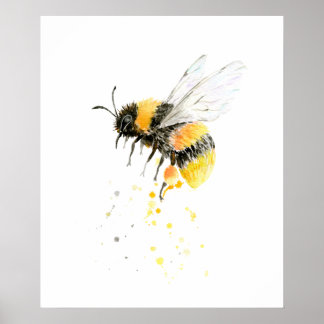 Watercolor Honey Bee Print