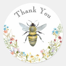Watercolor Honey Bee Wreath Thank You Custom