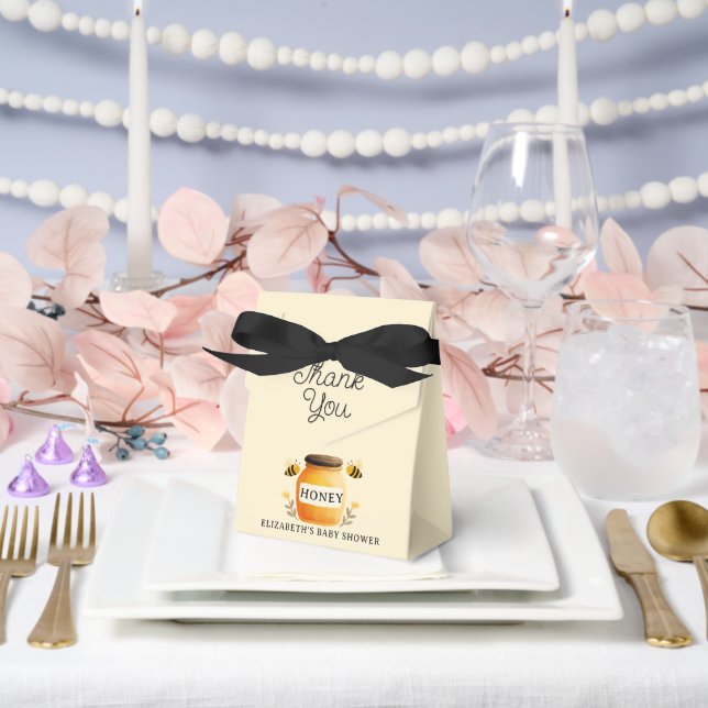 Watercolor Honey & Bees Baby Shower Yellow Favour Box (Wedding)