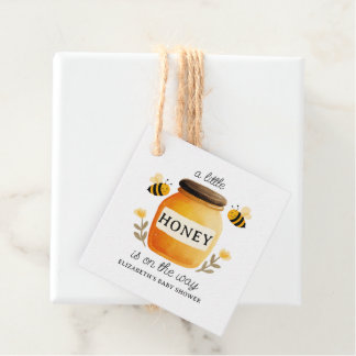 Watercolor Honey & Bees Baby Shower Yellow Favour Tags