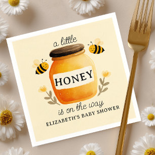 Watercolor Honey & Bees Baby Shower Yellow Napkin