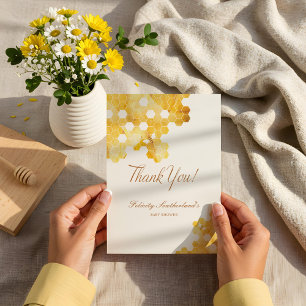 Watercolor Honeycomb & Bee Baby Shower Thank You Card