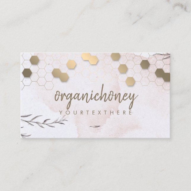 Watercolor Honeycomb bee farm Apiary Business Card (Front)