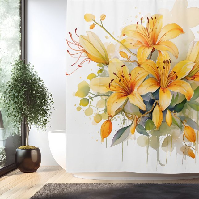 Watercolor Honeysuckle Harmony Shower Curtain (Creator Uploaded)
